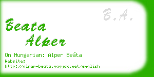 beata alper business card